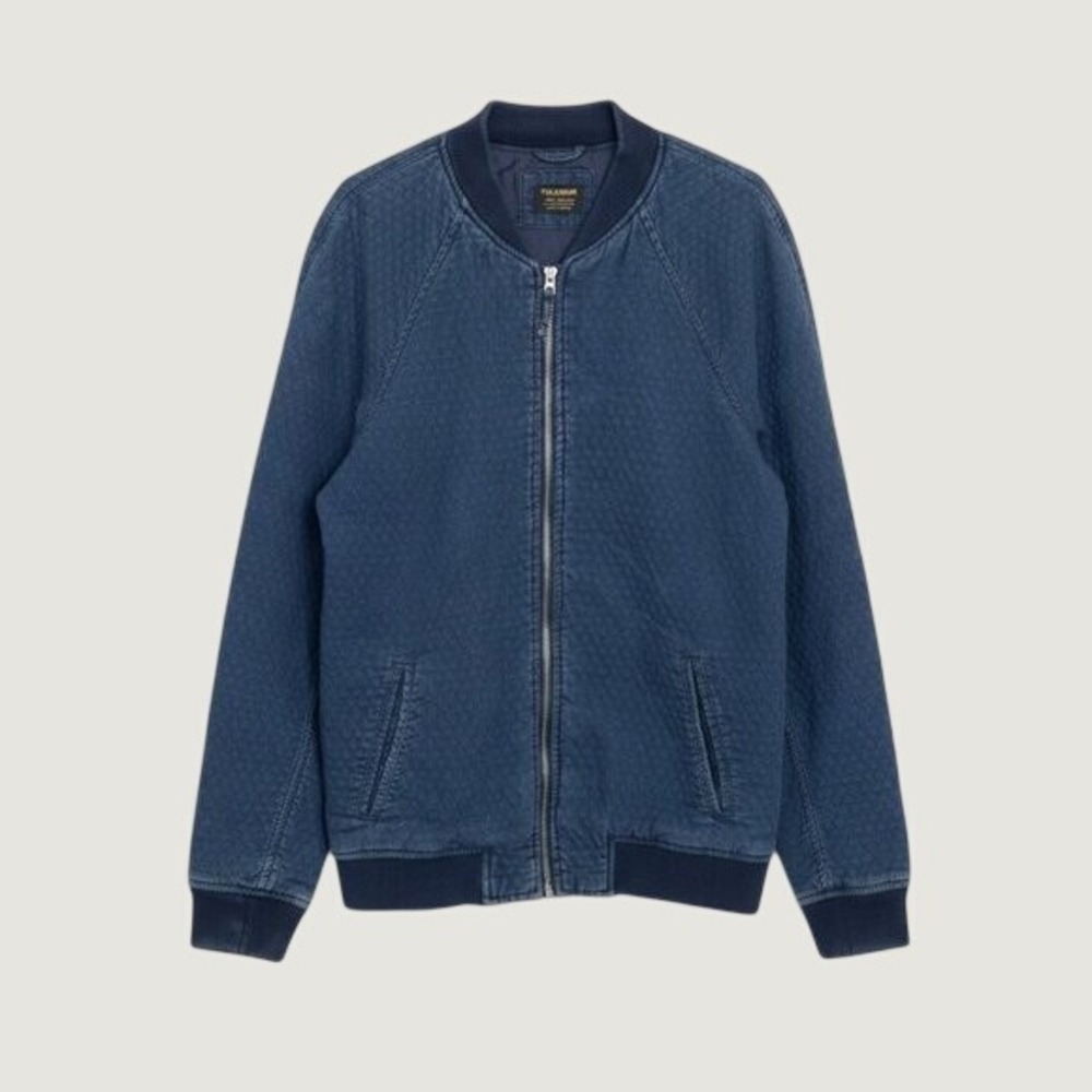 Pull‎ & Bear Men's Denim Quilt Bomber Jacket Blue S